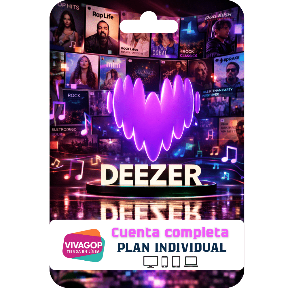 Deezer Premium Individual con audio HiFi FLAC, música sin anuncios, descargas offline y recomendaciones inteligentes Flow.