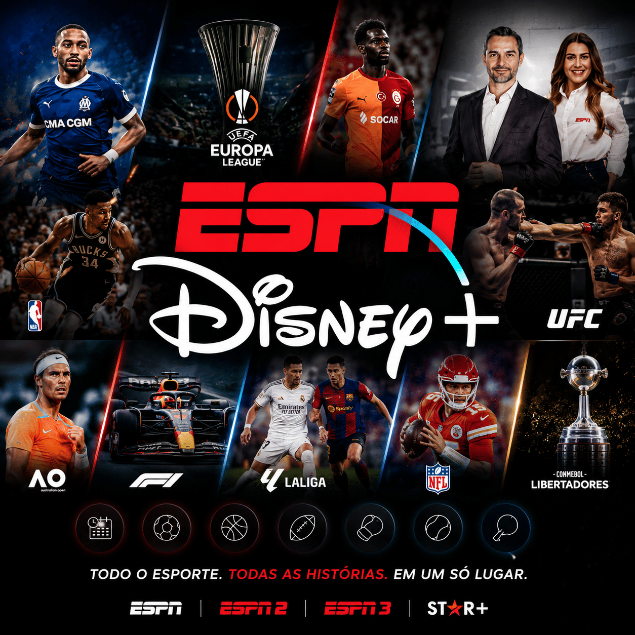 ESPN Disney Plus UFC NBA Fórmula 1 LaLiga Libertadores deportes en vivo streaming deportivo premium 2026